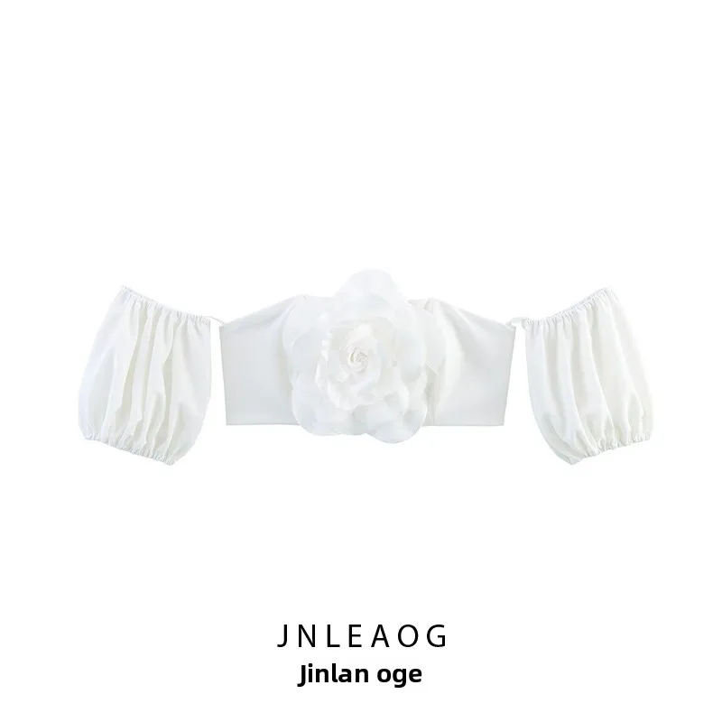 

JNLEAOG весенний новый Sle женский модный сладкий 3D цветочное украшение ort irt Slim Fit из полиэфирного волокна Long Sve round Ne