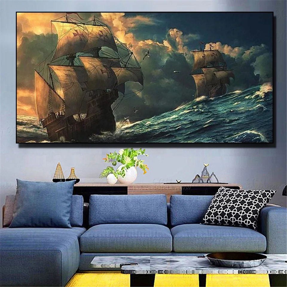 Large Sailing Ship Seascape Diamond Painting New 2024 The Age Of Sailing Art DIY Full Drill Mosaic Jewelry cross stit Home Decor