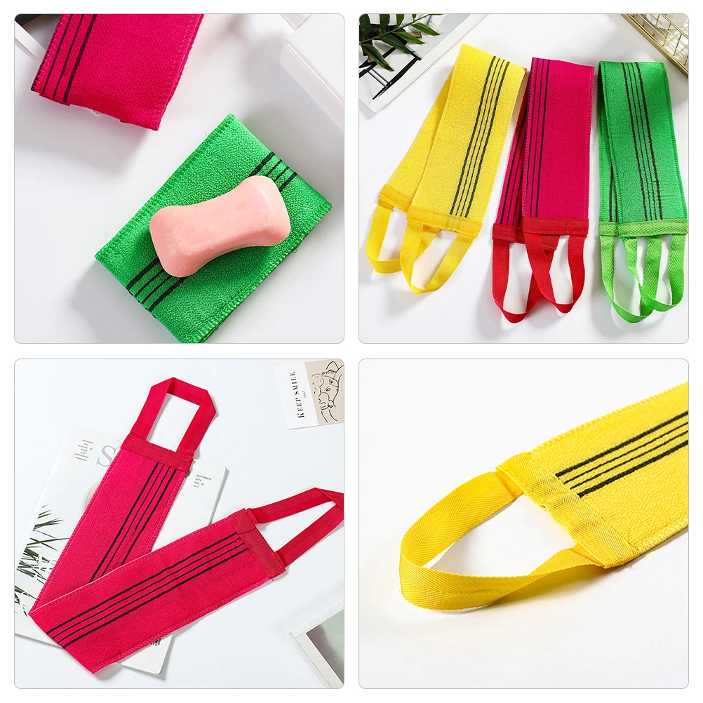 Back Scrubber Bath Towel Exfoliating Shower Body Washcloth Smooth Skin Long Pull Rope Random Color Style Bathing