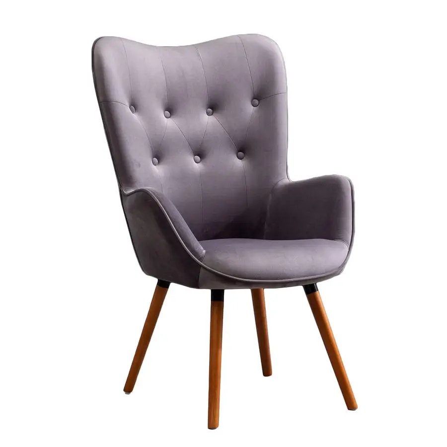 

Doarnin Contemporary Silky Velvet Tufted Button Back Accent Chair, Gray