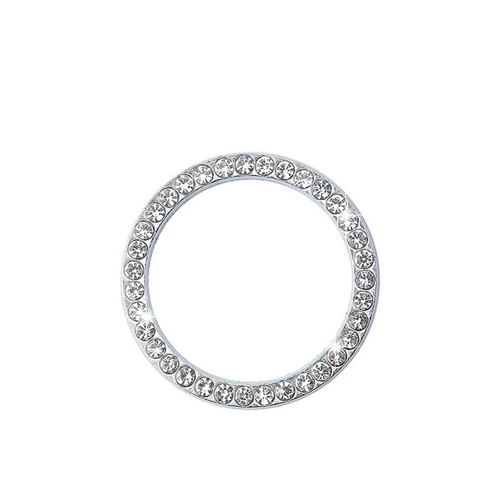 Dashboard Decoration Ring for Button Start Switch on Car SUV Featuring Chrome Construction and Rhinestone Accents