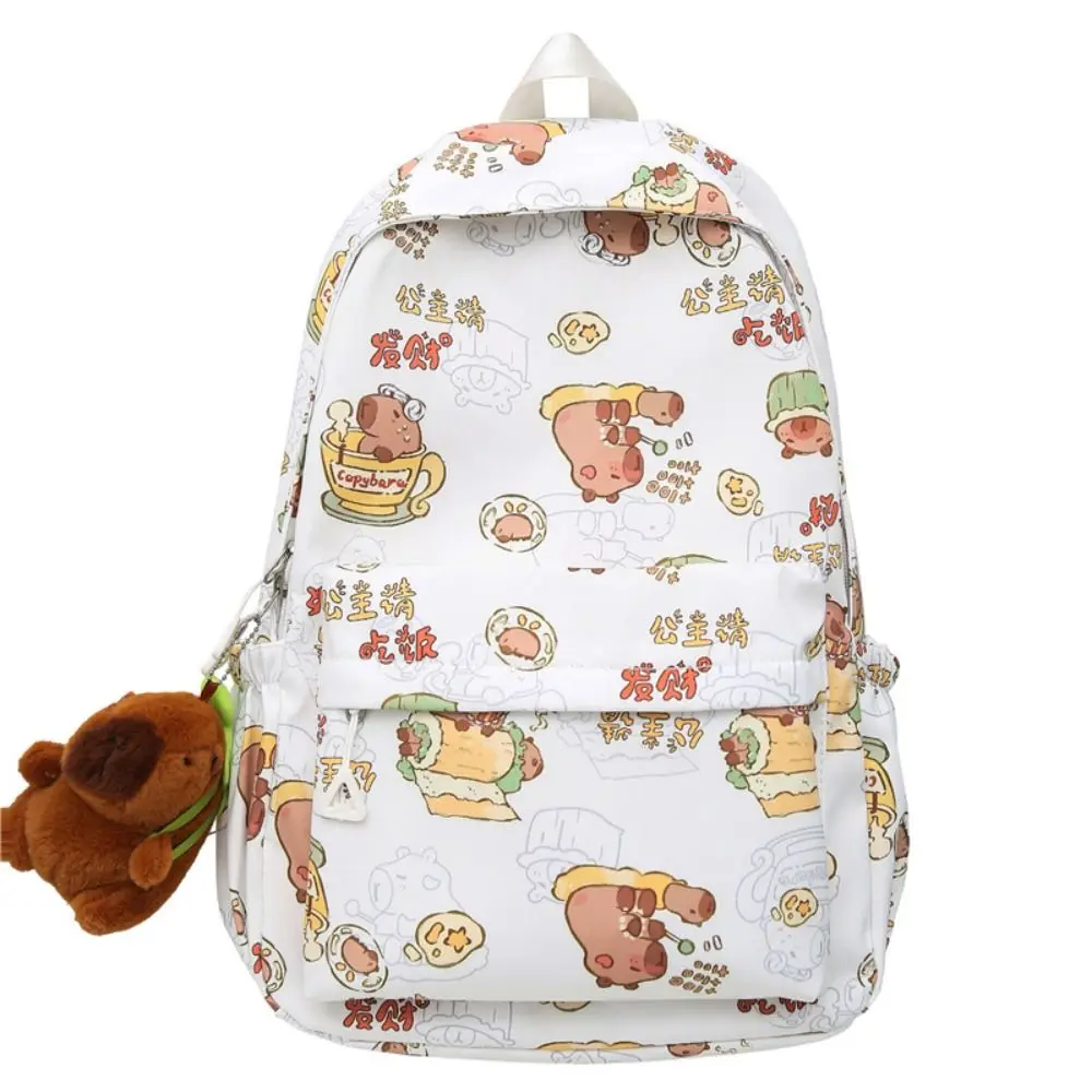 Mochila Capybara de gran capacidad, bolso de hombro con colgante de dibujos animados de animales, estilo coreano, escuela