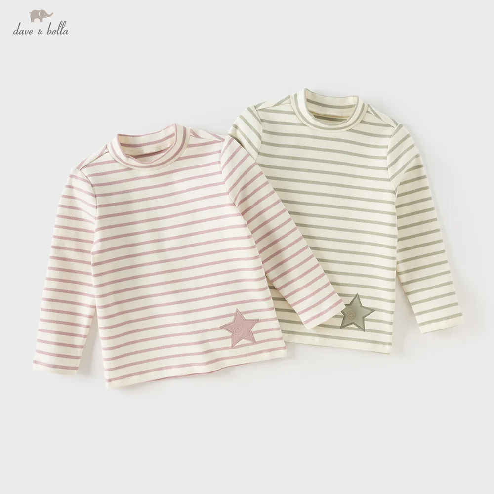 

Dave Bella Children's Long Sleeve Autumn Winter Girls' Boys' Striped Half High Collar Bottom Top Kids' Clothes DB4254375