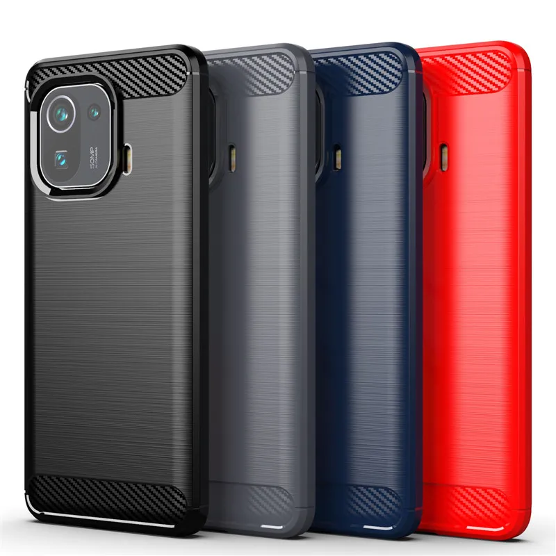 For Xiaomi Mi 11 Pro Case For Xiaomi Mi 11 Pro Cover Shockproof Silicone TPU Carbon Fiber Protective Bumper For Xiaomi Mi 11 Pro