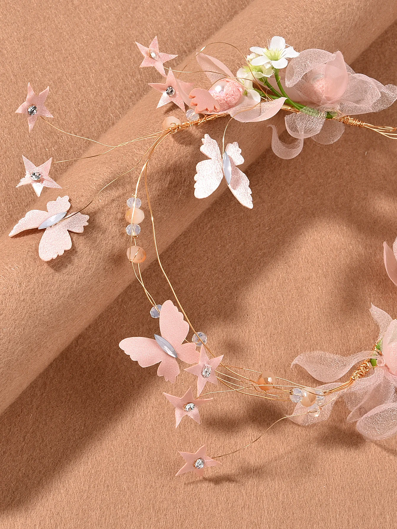 Women Hairband Sliver Pearl Pink Star Flower Bridal Hair Dress For Wedding jewelry Headwear Bridal Hair Accessories