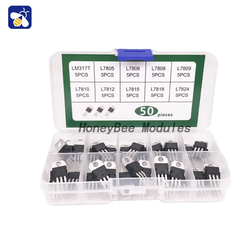 

10 kinds of specifications 50PCS TO-220 L7805-L7824 series LM317T three-terminal voltage regulator set box