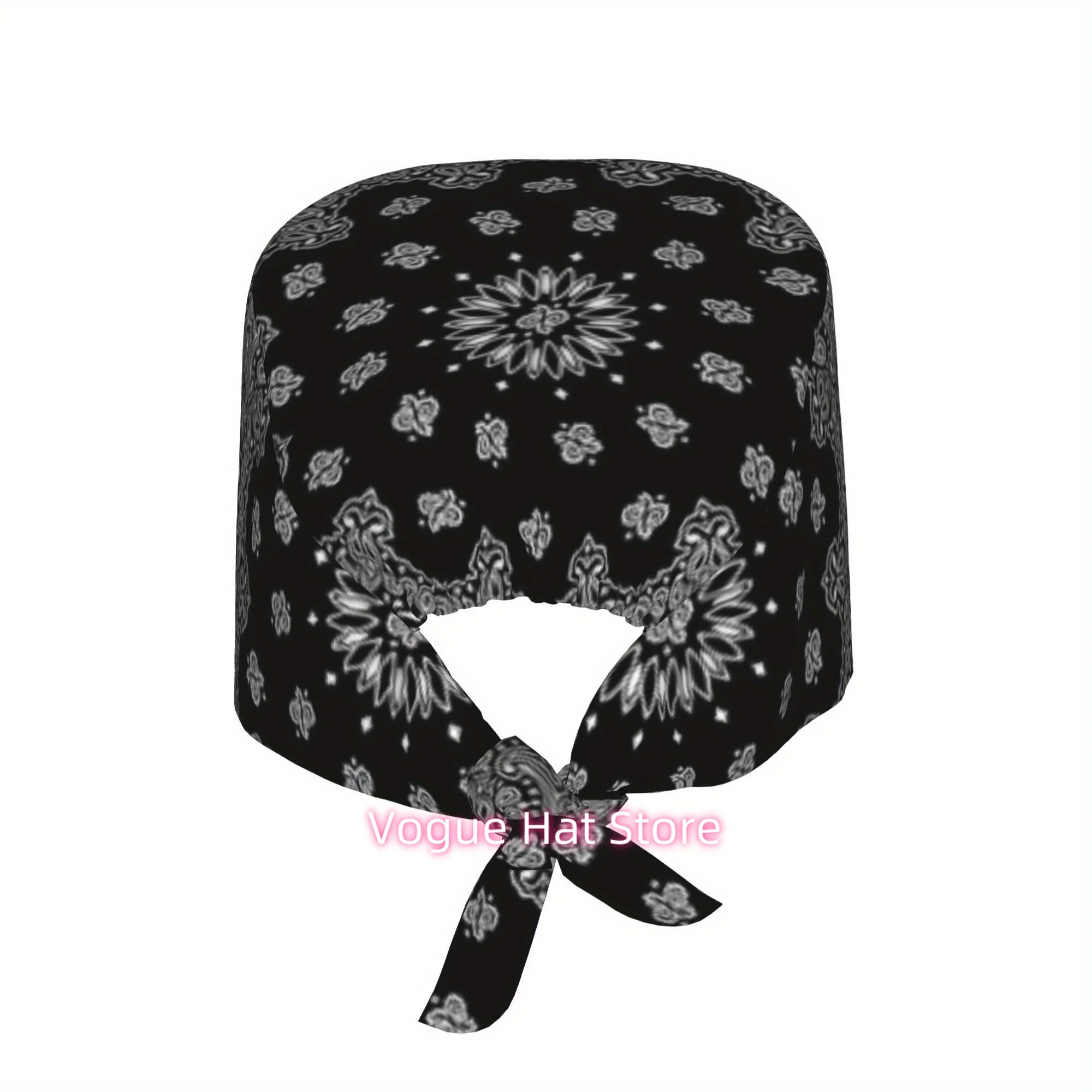 1pc  Waist Flower Unisex Stylish Printed Work Cap - Lightweight Adjustable Skull Cap Tie-Back Nurse Hat, Dustproof Chef & Cookin