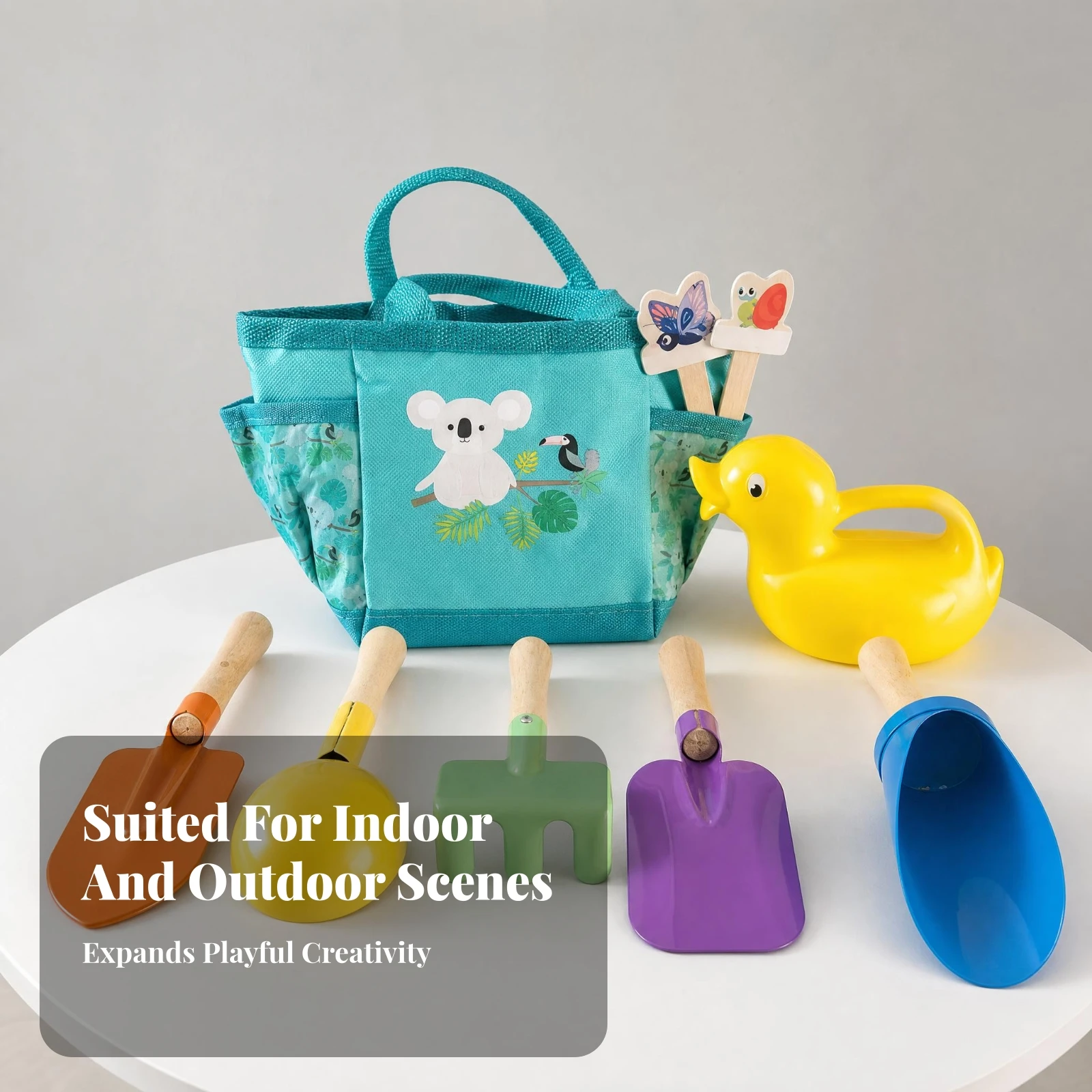 Travel-Friendly Beach Toy Set Scoop and Rake Duck-Shaped Beach Sand Toy Set Wooden Sand Tools Wooden Handle for Children
