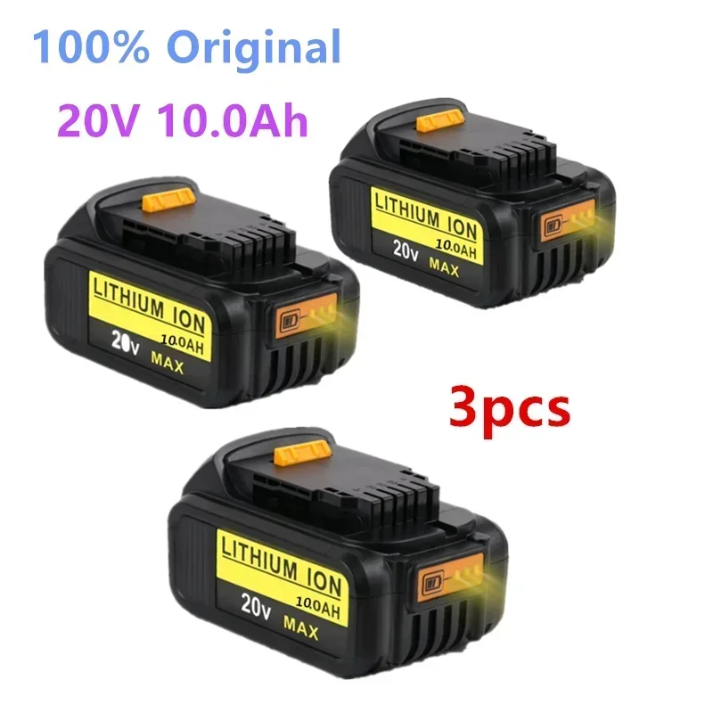 3PCS New 100% Original 10000mAh 20V for Dewalt Power Tool Battery DCB206 20V 10.0Ah Battery DCB206 20V Battery DCB205 DCB204-2