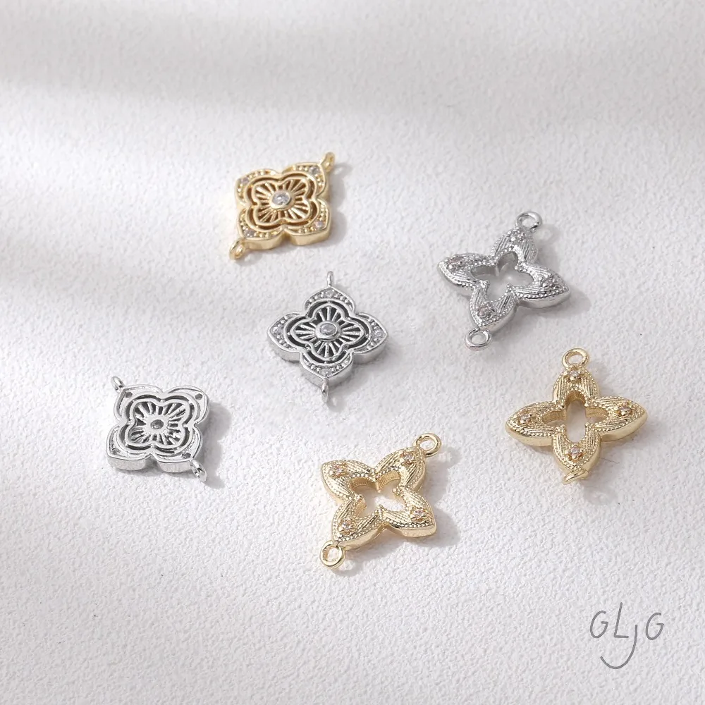 6 قطعة قلادة سوار صنع لمكونات نتائج المجوهرات DIY اليدوية 14K مطلية بالذهب النحاس الملحقات