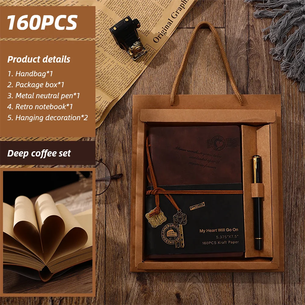 Vintage Notebook Kit Traveller's Diary Eco Leather Soft Cover Inner Notebooks & Notepads Brown