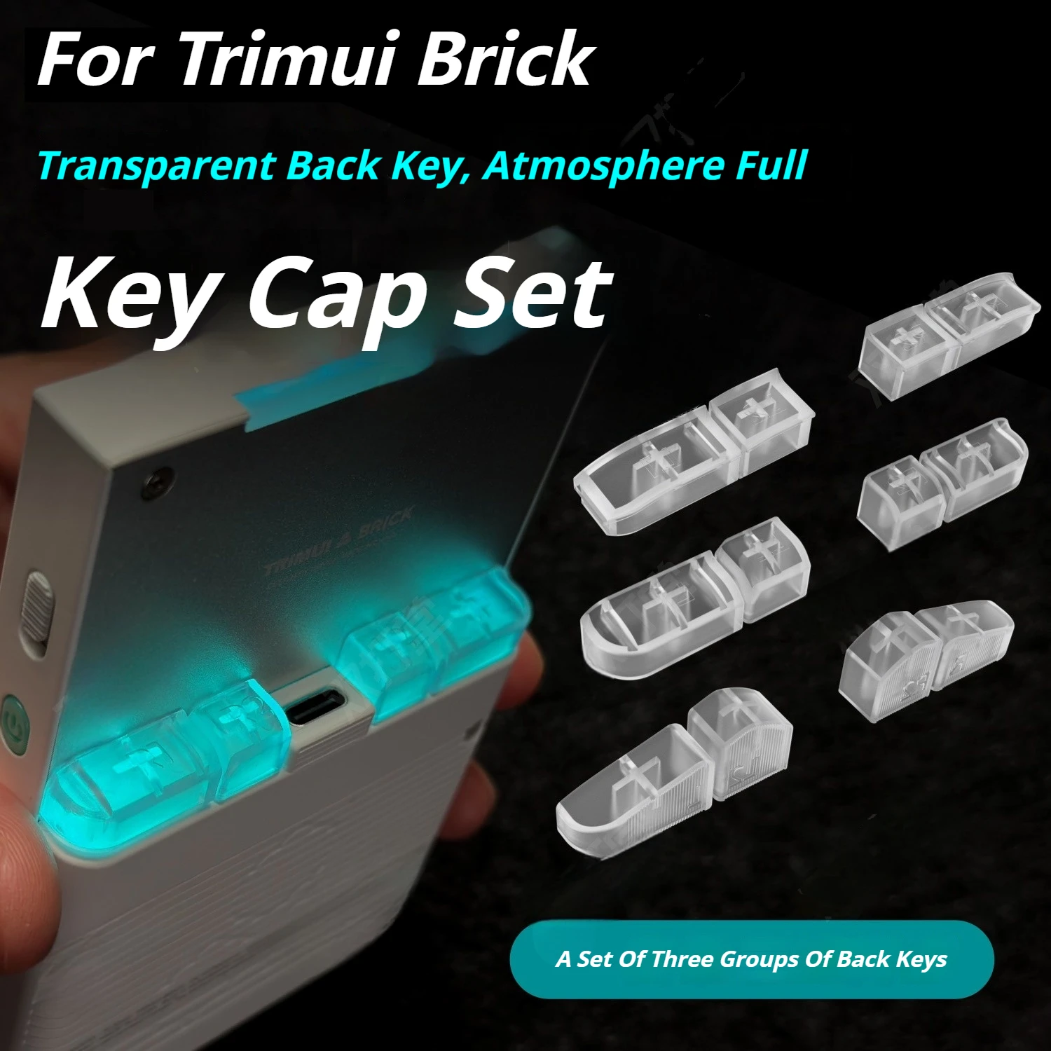 For TRIMUI BRICK Transparent Back Keycaps Set Replacement Back Keycaps Translucent Keycaps 3 Height Combo Set Game Accessories