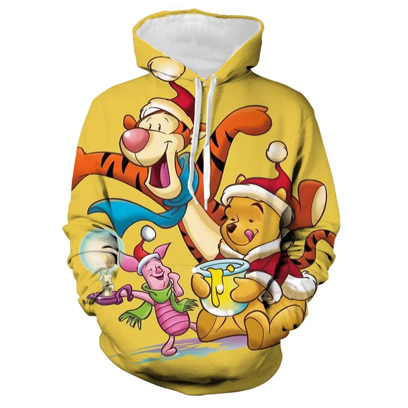 New Christmas Collection Hoodie Men's Fall Long Sleeve Disney Brand Winnie the Pooh and Mickey 3D Printed Casual Sweatshirt y2k