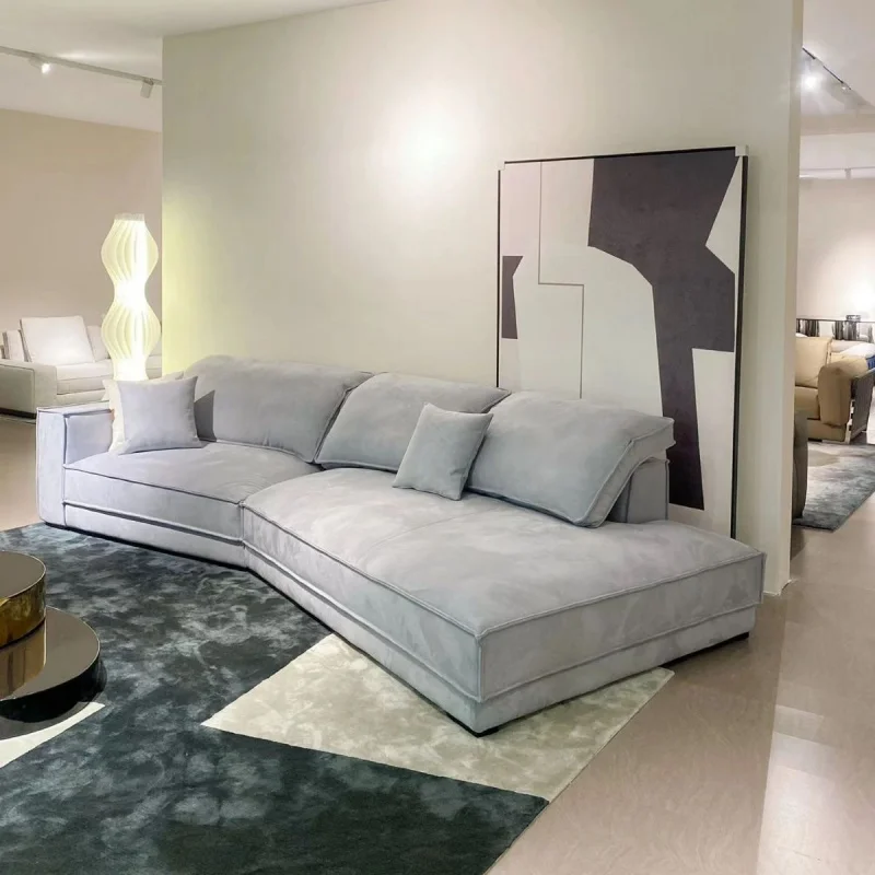 

Large Irregular-Shaped Frosted Fabric Sofa Living Room, Simple Design Various Sizes Of Homes, Italian Minimalist Budapes
