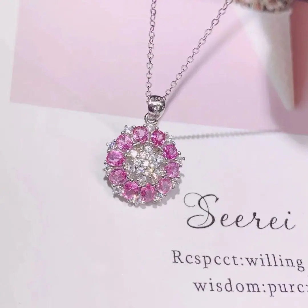 ZECAA Papalacha Sapphire Fine Jewelry Woman Papalacha Pink Pendant With Natural Papalacha Pink Sapphire Gemstone Jewelry 3*4mm