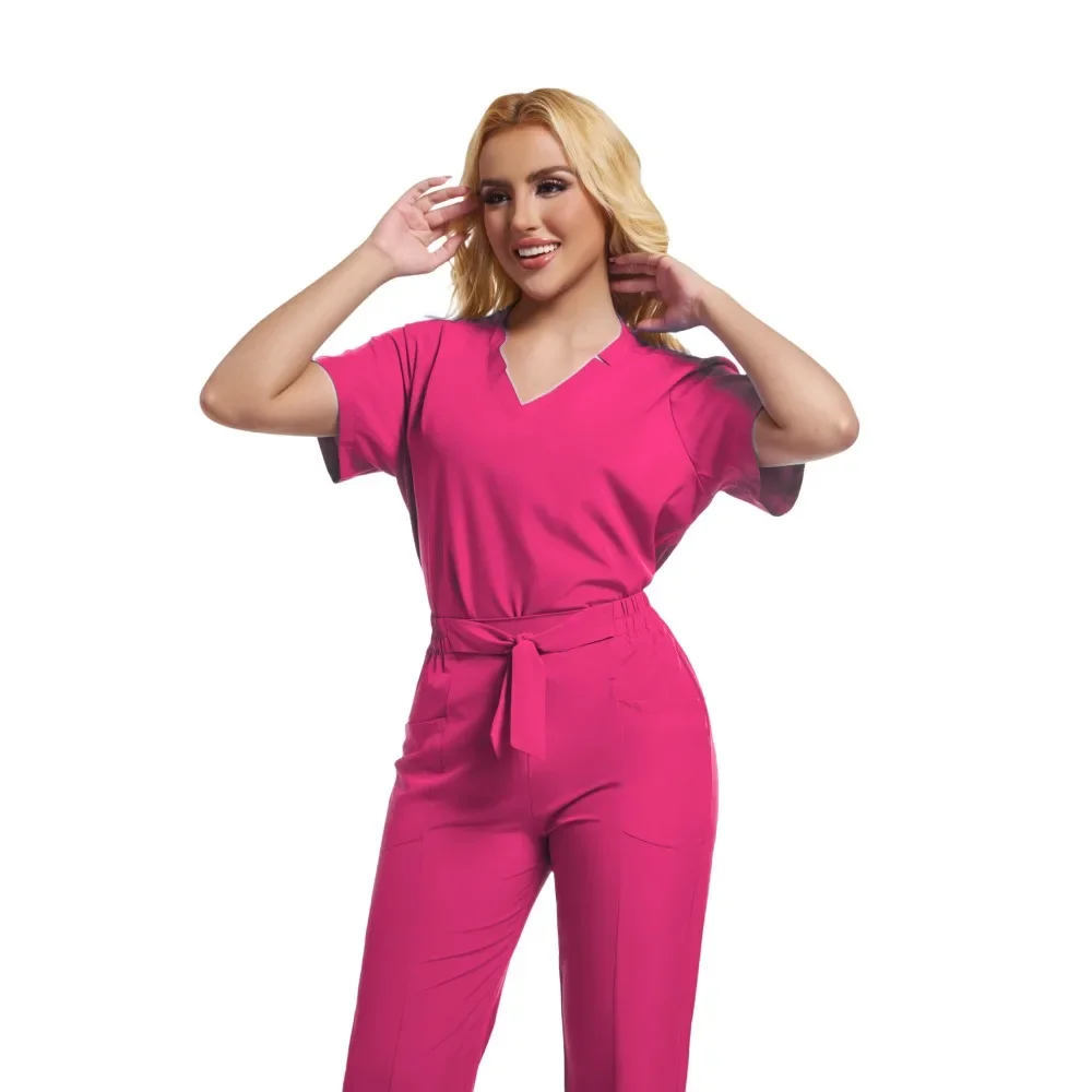 HZMNOI Scrubs Uniform Pak Korte Mouw V-hals Tops + Jogger Broek Set Verpleging Vrouwen Veelkleurige Dierenarts Scrub Medische Werkkleding