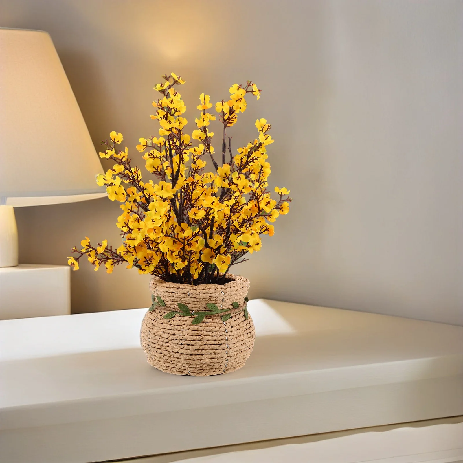 الشمال نمط المنسوجة يدويا سلة للزهور منظم سطح المكتب الفني المنسوجة سلة الزهور تخزين الزخرفية لغرفة المعيشة المنزل