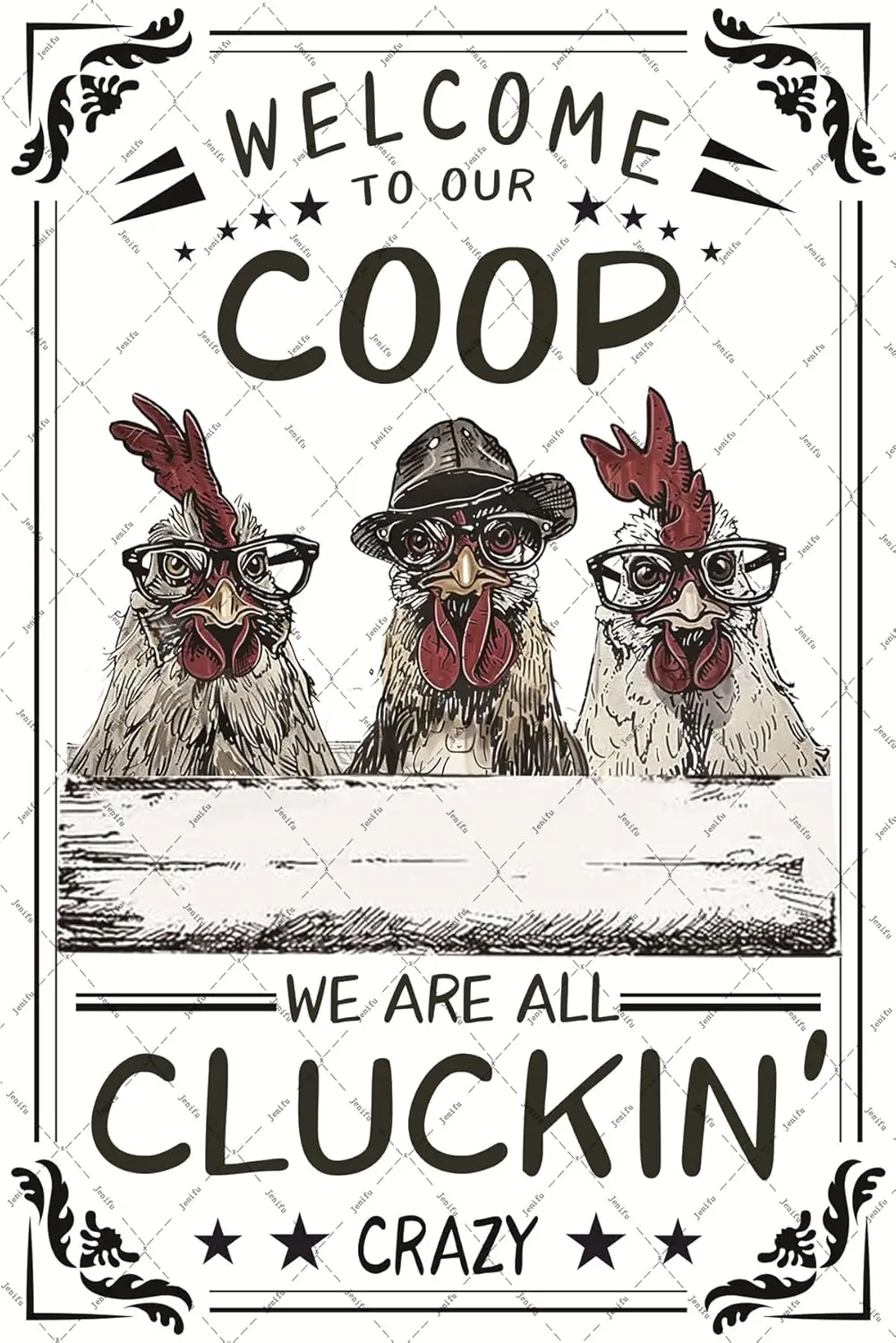 

Welcome To Our Coop Signs Chicken Metal Signs Funny Farmhouse Decor Chicken Coop Metal Poster We Are All Crazy Wall Decor Farm C