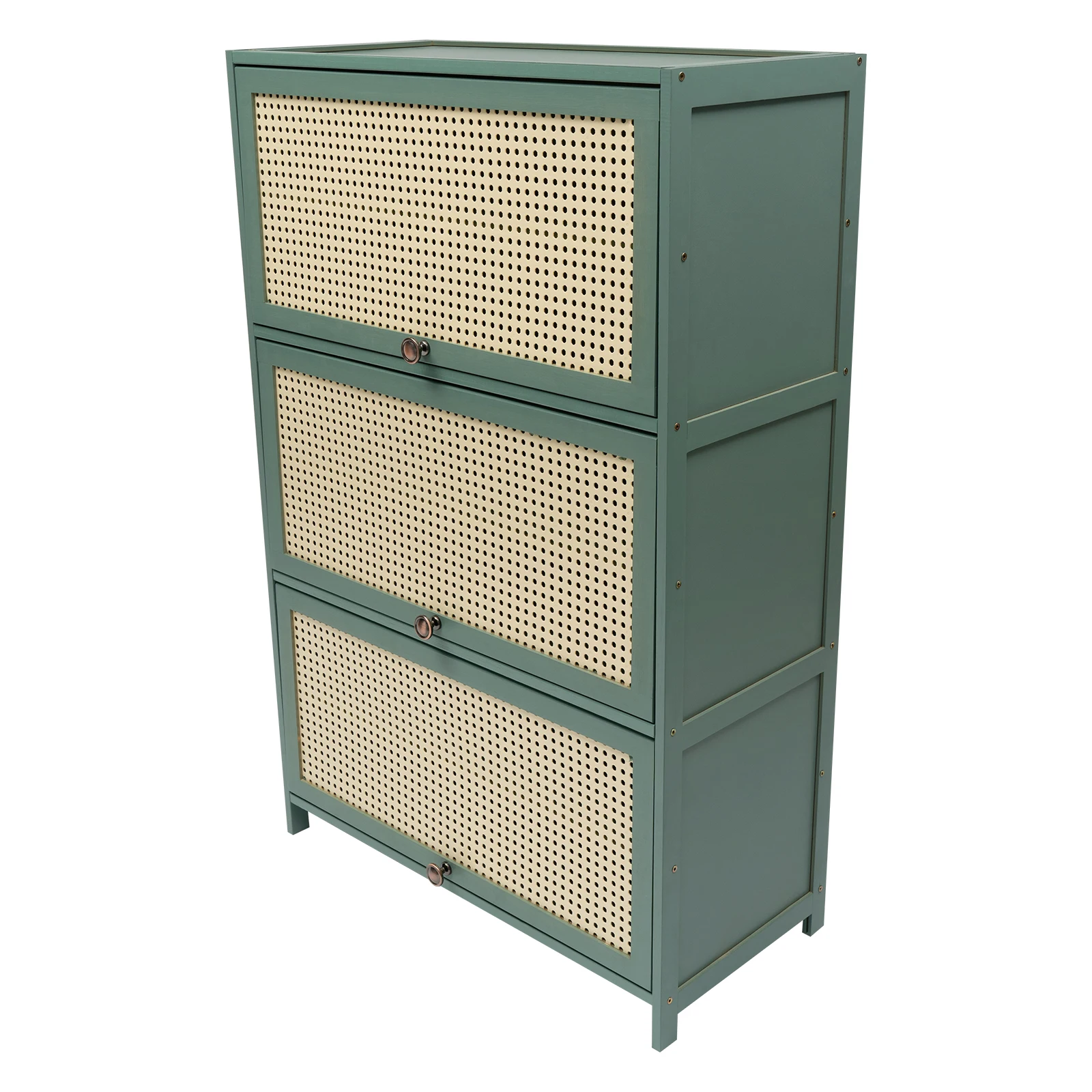 Schuhschrank – 7-stufiger Bambus-Boden-Organizer, 27,5 x 12,6 x 41,7 Zoll, grün, 11,02–16,53 lbs/stöckig, abnehmbare Paneele, staubdicht