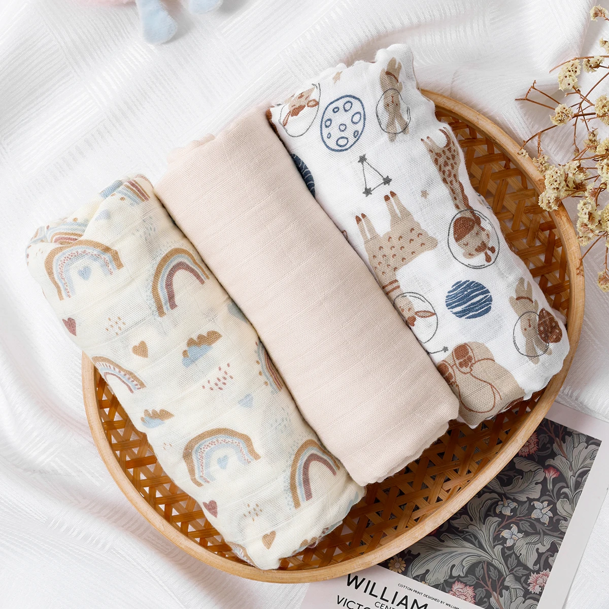 Kangobaby #My Soft Life# New 3pcs Pack Bamboo Cotton Baby Muslin Swaddle Blanket Newborn Wrap Infant Quilt 120x110cm