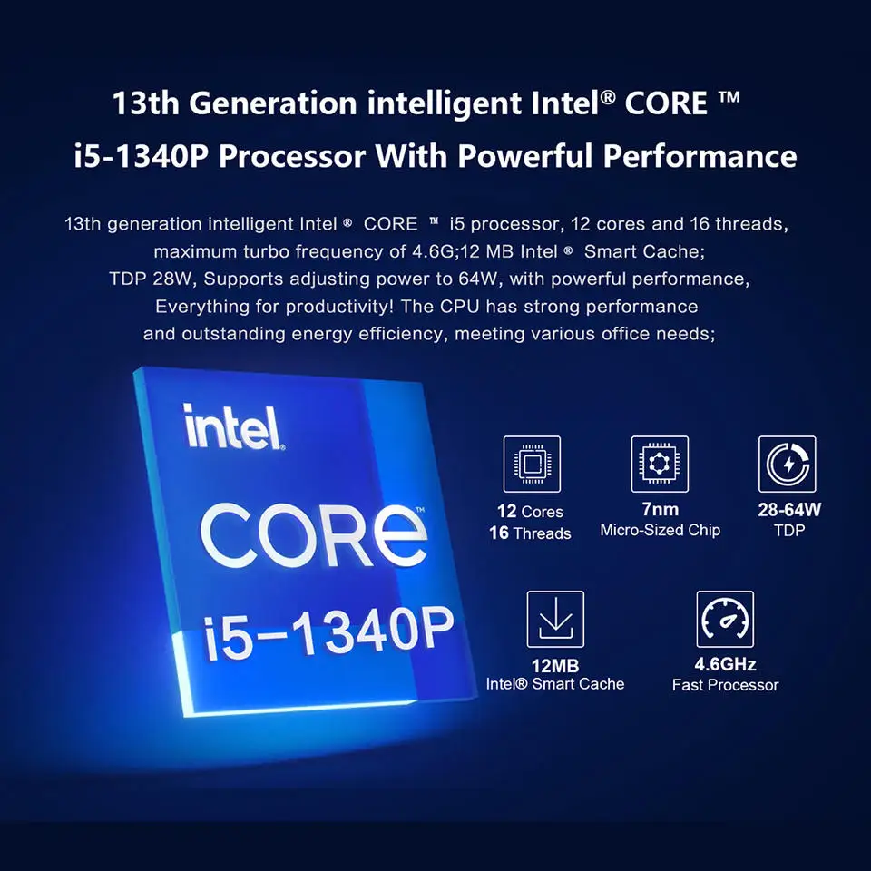 MLLSE MINI PC G5 Intel i5-1340P 12 Core Windows 11 Pro 16 GB DDR4 RAM 512 GB ROM WiFi 6 BT5.2 Desktop Computer Mini PC
