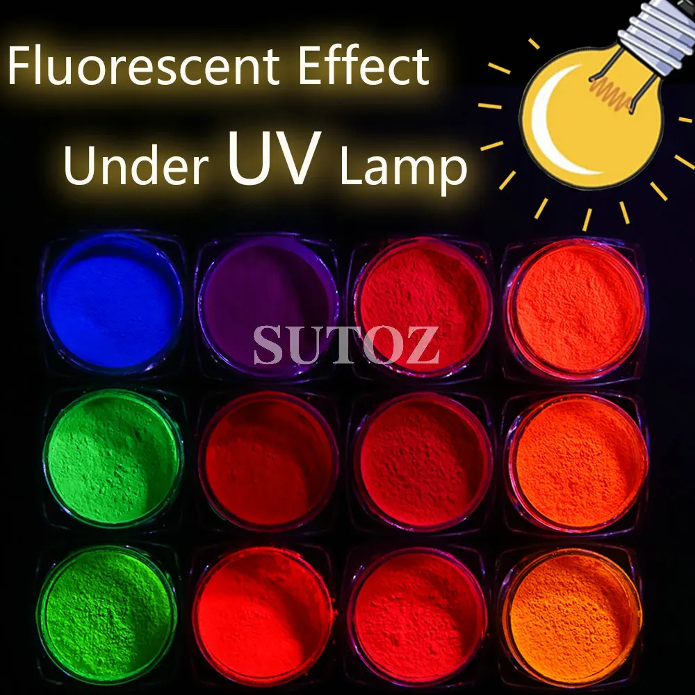 Polvo de neón brillante para uñas, pigmento fluorescente para frotar, efecto degradado, decoración de manicura, piezas, 1 LEBYE1-13