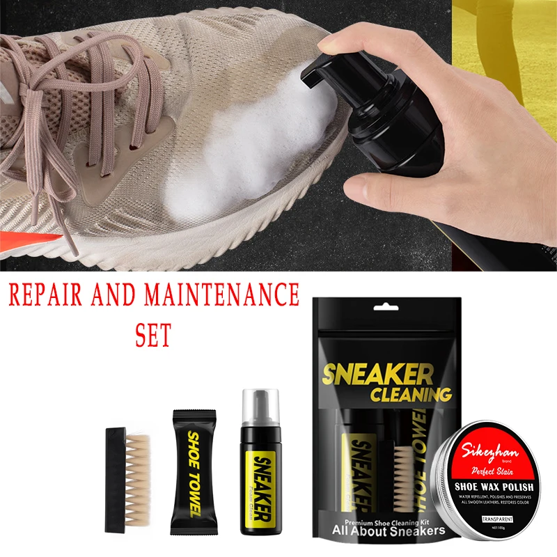 Reinigungsset für Sportschuhe, Reinigungsmittel, Schuhbürste, Schuhtuch, professionelle Lederpflegecreme für weiße Schuhe, Lederschuhe usw