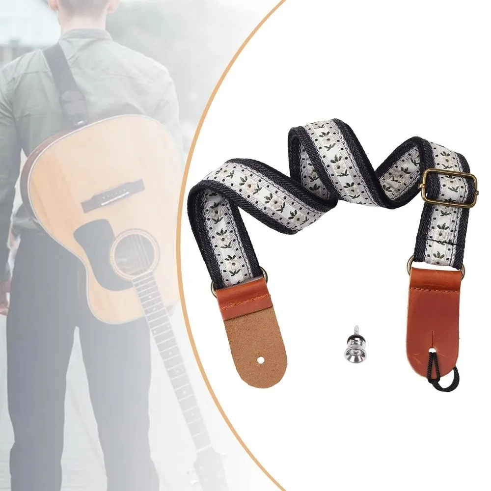 Stylish Bohemian Style Ukulele Strap Handmade Look 77-134cm Guitar Strap Adjustable Belt Design Knitting Cotton Belt Performance