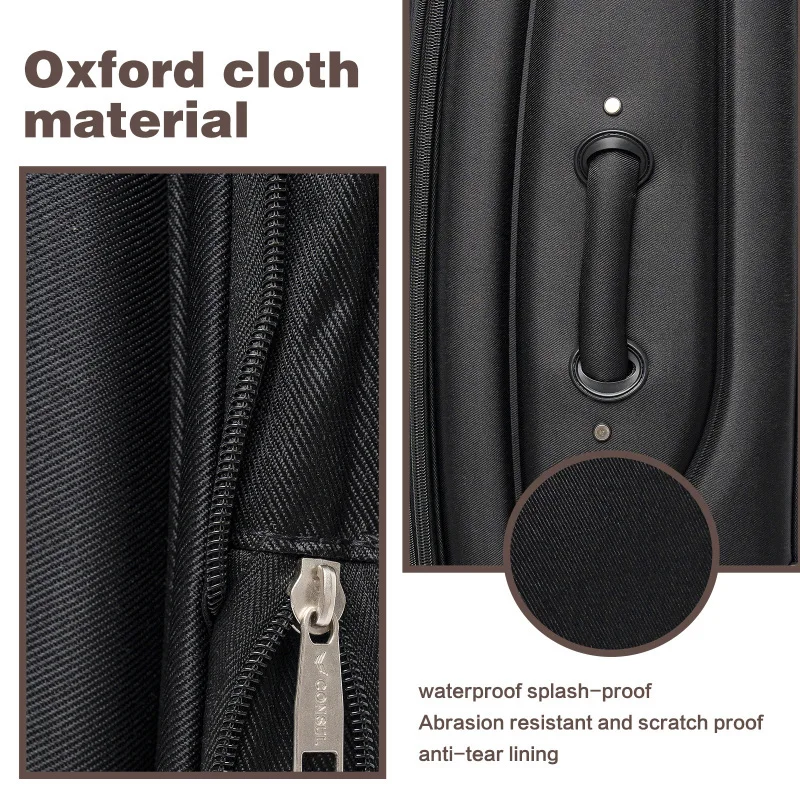 Softshell Luggage Expandable 4 Piece Set Lightweight Softside Travel Set 600D Oxford PVC Water Resistant Dual Exterior Pockets