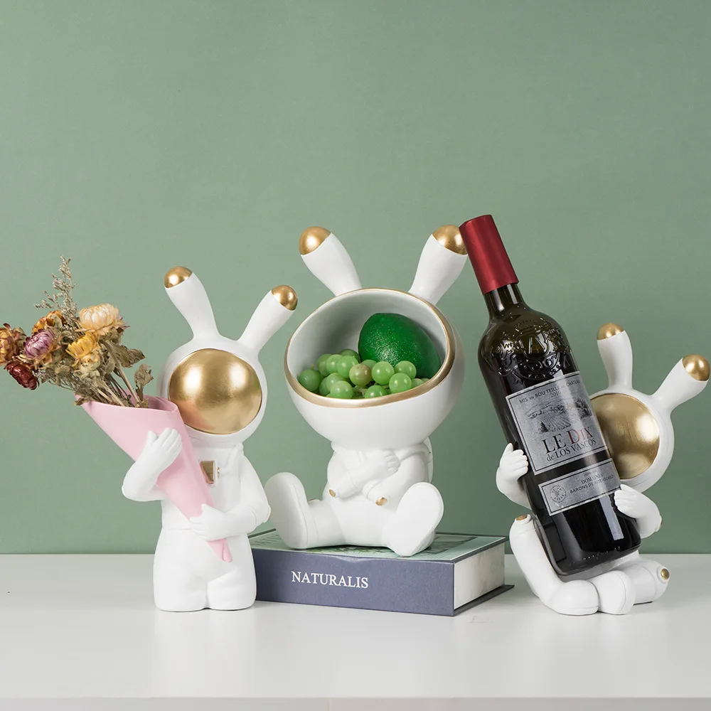 Cute and playful rabbit wine rack wine tray wine cabinet dining cabinet decoration housewarming living room study desktop