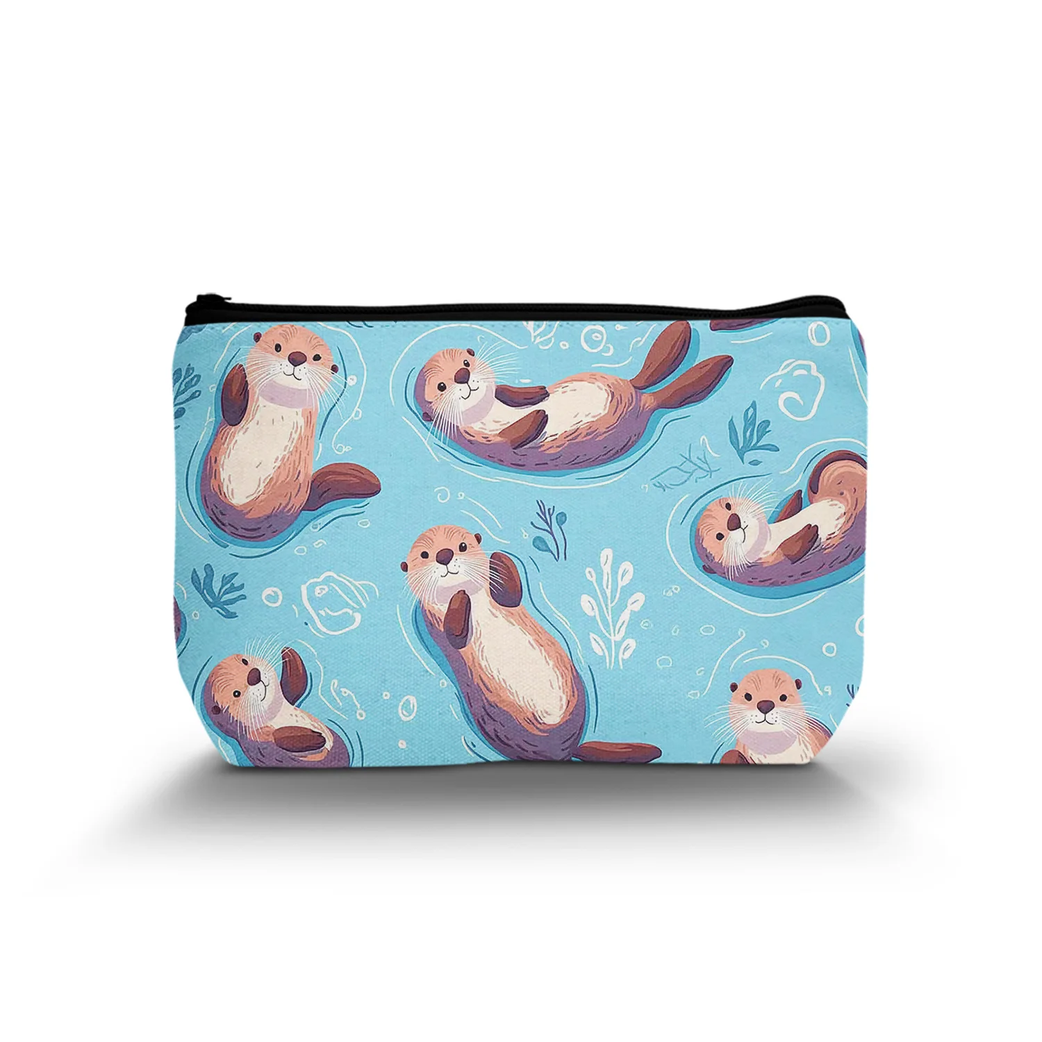 1 Pc Otter Cosmetic Pouch For Women Makeup Bags Roomy Toiletry Pouch Portable Washing Bag Adorable Travel Beach 8.66x5.51Inch