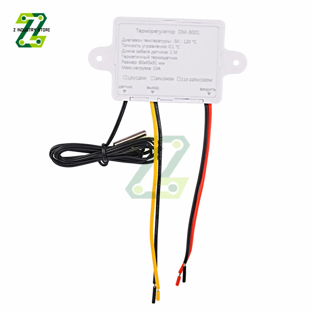 Russian Panel 12V/ 24V/ 110V /220V W3001 DM-W3001 Digital LED Temperature Controller 10A Thermostat Control Switch -50℃-120℃