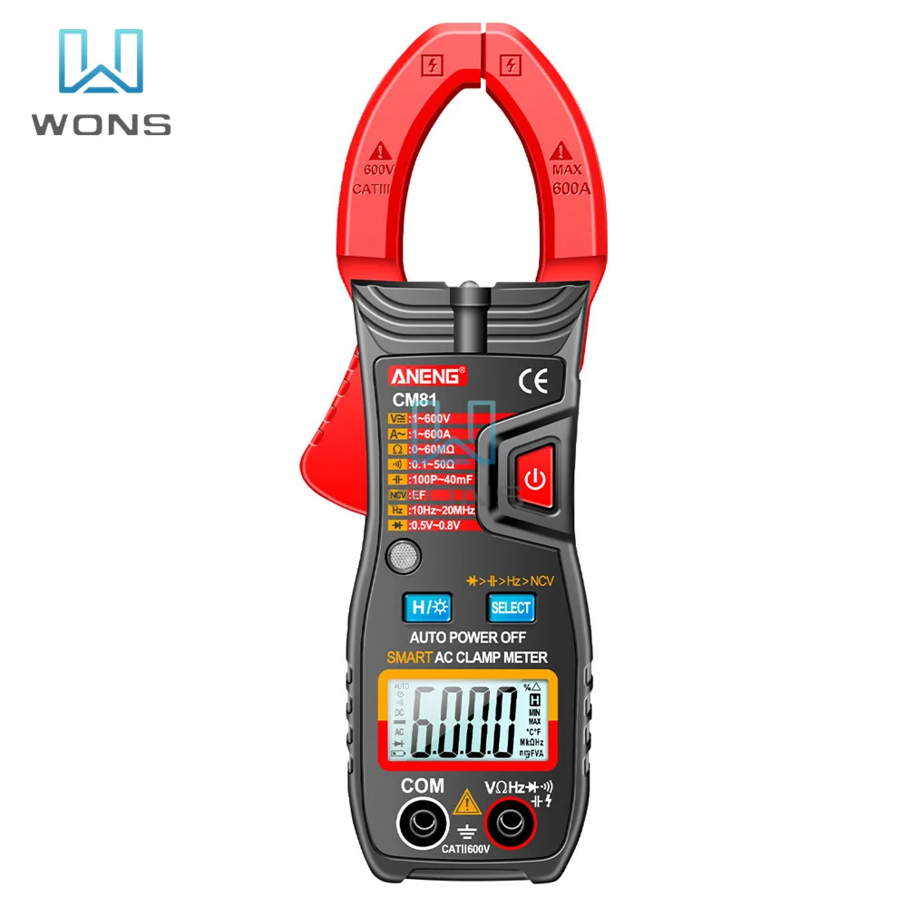 CM80/CM81 Digital Clamp Meter Ammeter Voltage Car Amp Hz Capacitance NCV Ohm Test multimeter Digital Profesional Tester