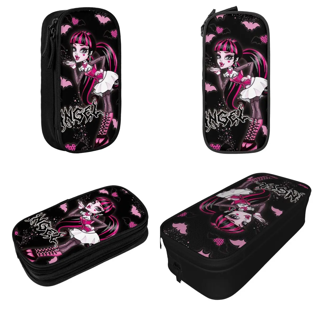 Imagem -02 - Draculaura Monster High Lápis Cases Pen Holder para Estudante Bolsa de Grande Capacidade Material Escolar Zipper Papelaria