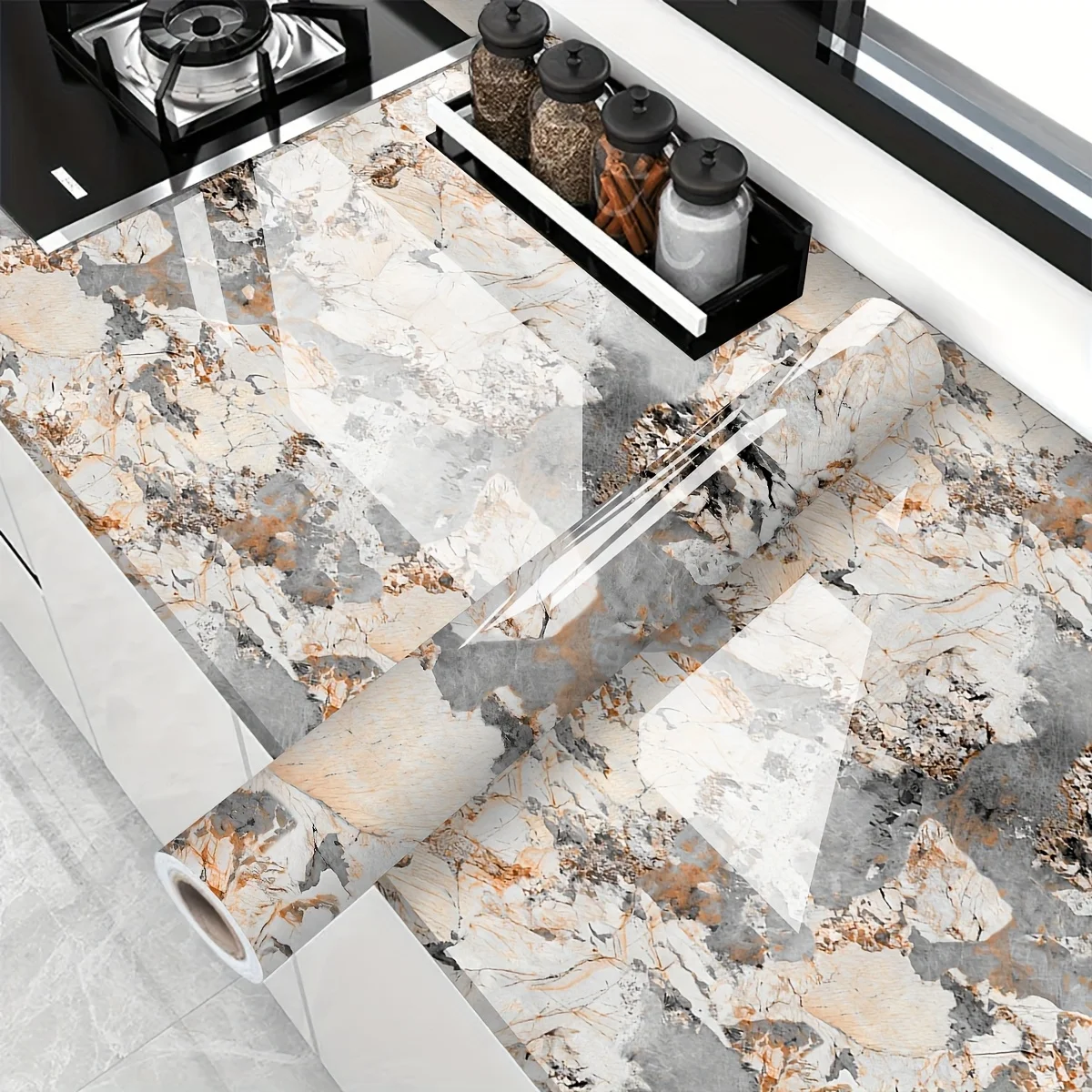 Self-Adhesive Marble Wallpaper Vinyl Contact Paper Marble Texture Removable Wall Stickers Bathroom Kitchen  Renovation Bathroom