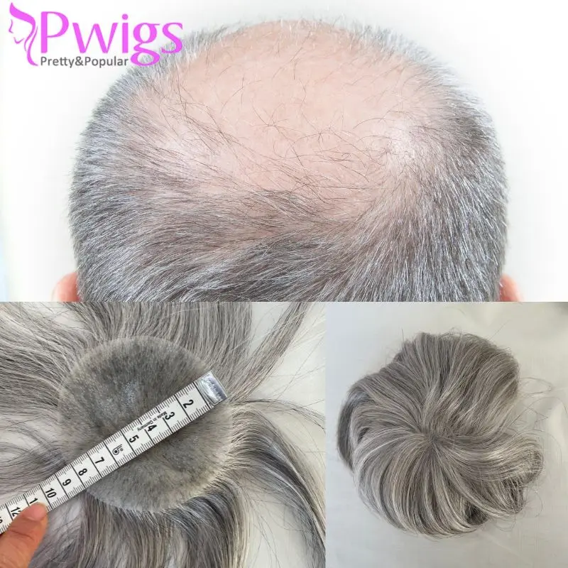 Pwigs1B80Thin Skin PU Bald Spot European Hair Patchesfor Crown Area Toupee For Men 8cm * 8cm Hair Piece Hair Replacement System