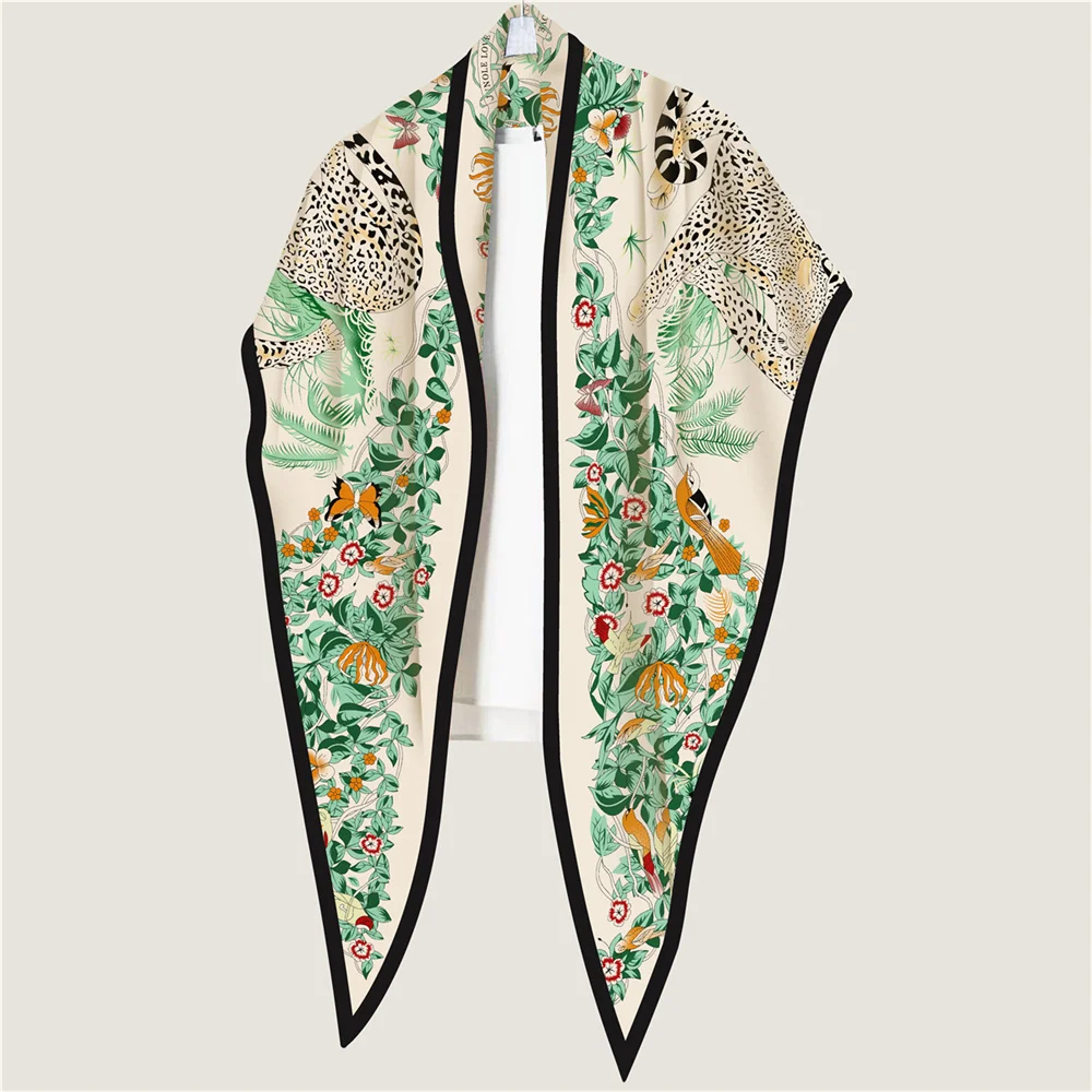 POBING 30 % Seide, 70 % Kaschmir-Schal für Damen, handgerollt, modischer Druck, Dreieckstücher, Wraps, Bandana, große Hijabs, weiblicher Foulard – Detail 5
