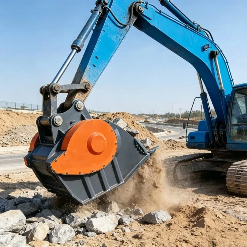 Heavy Duty Steel Excavator Crushing Bucket for Ore Hard Rock Crushing Wear-resistant Liner for Mine Quarry Crushing Customized