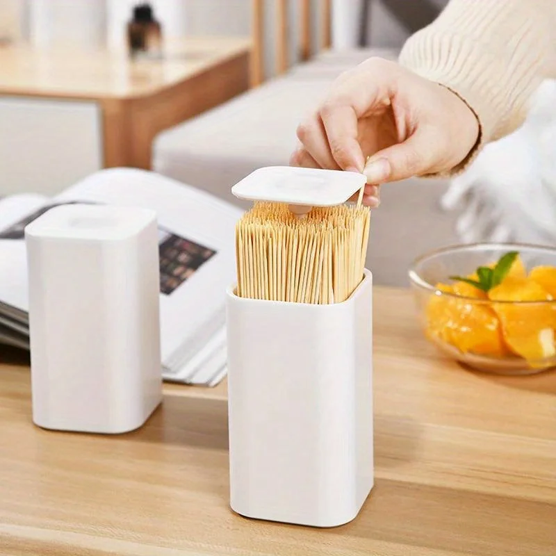 1 Pc Toothpick Holder Dispenser for Automatic Pop Up Plastic Toothpick Container Stand Storage Box for Home Kitchen Office