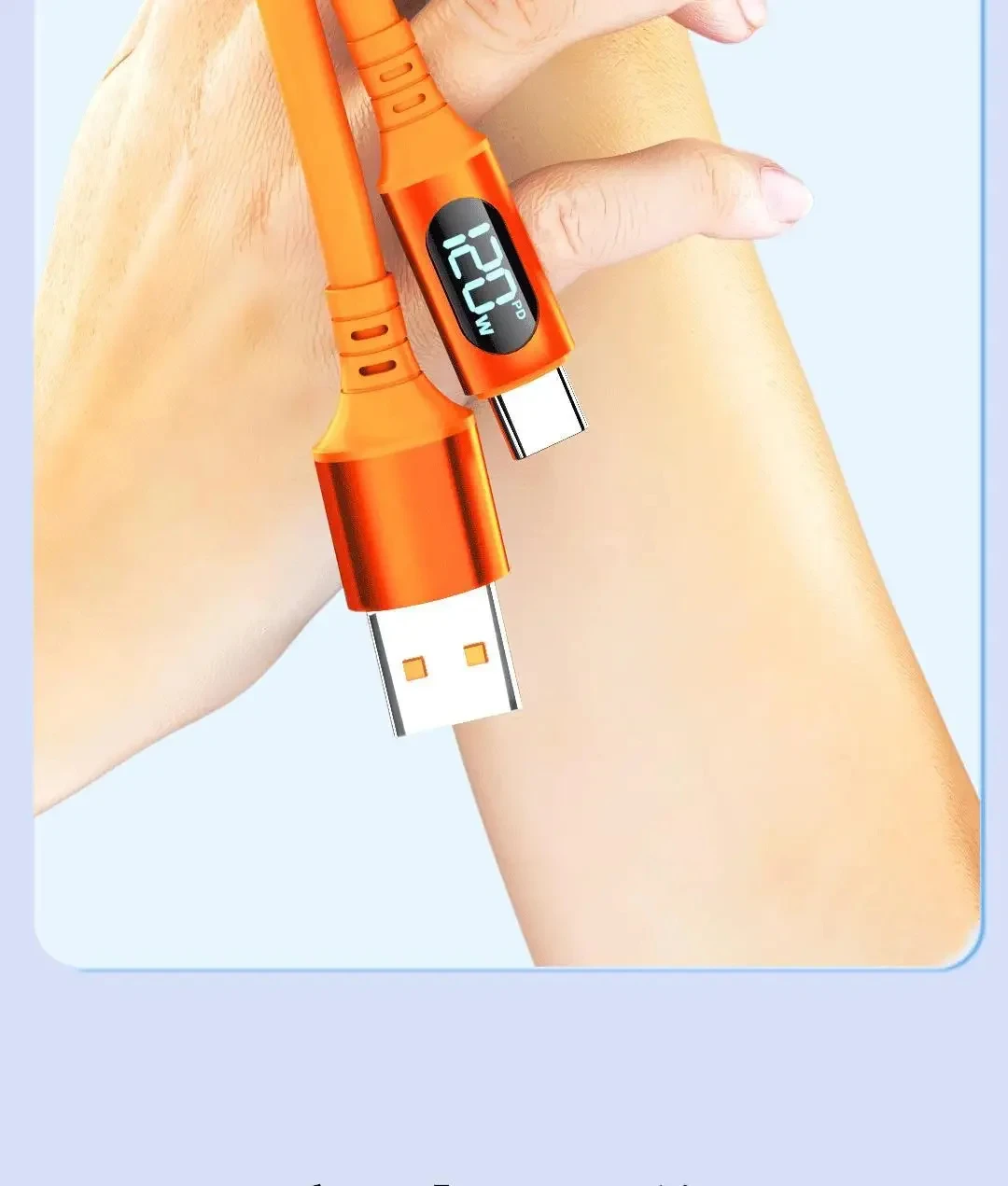 NNBILI 6A USBC To Type C Fast Charging 120W USB Type C LED Digital Display Cable For Samsung HUAWEI Xiaomi Oppo Vivo Charge Cord