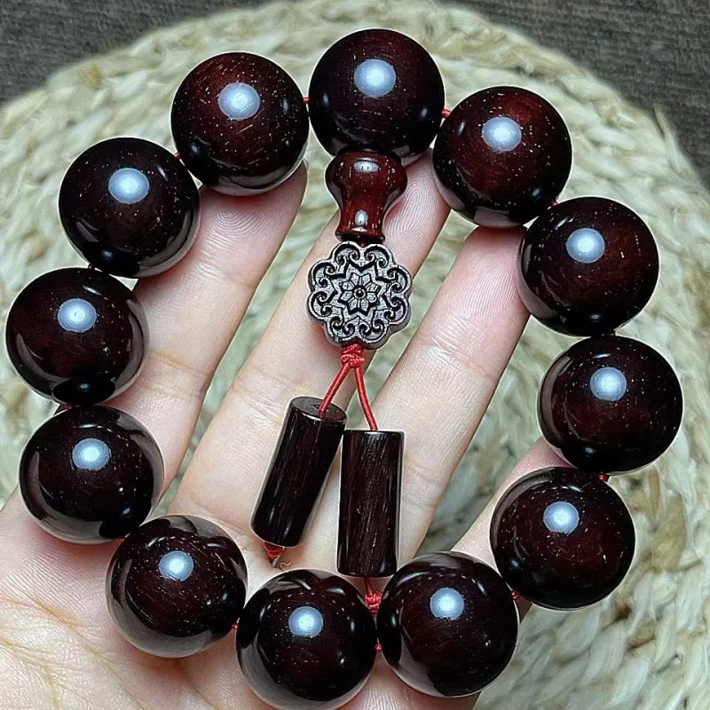 Authentic Indian small-leaf rosewood 2.0 with gold specks, unisex Buddhist bead bracelet, direct source o