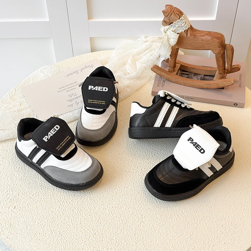 

Children's Sneakers 3-18 Years Old White Flip-flop Casual Boys Girls Gump Shoes Black Hundred Anti-slip Kids De Training Shoes