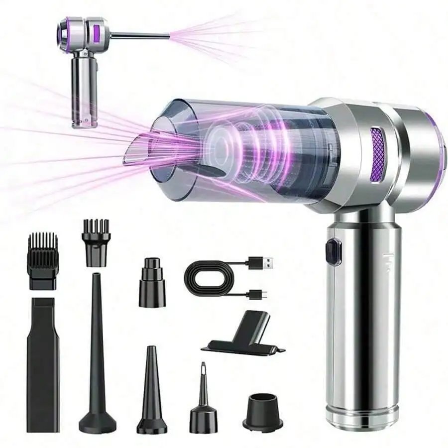 

Cordless Vacuum Cleaner, 16000PA High Power Car Vacuum Cleaner, 4-In-1 Compressed Air Duster Blower, Handheld Vacuum Cleaner, Br