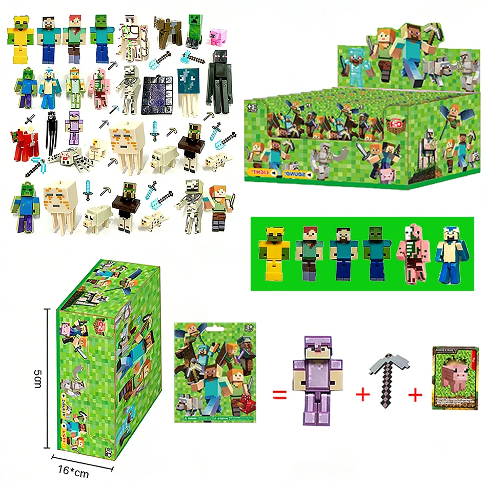

2026 Minecraft Pixel Blind Box Mini Game Character Figure Set Collectible Ornament Kids Birthday Christmas Surprise Gift Toys
