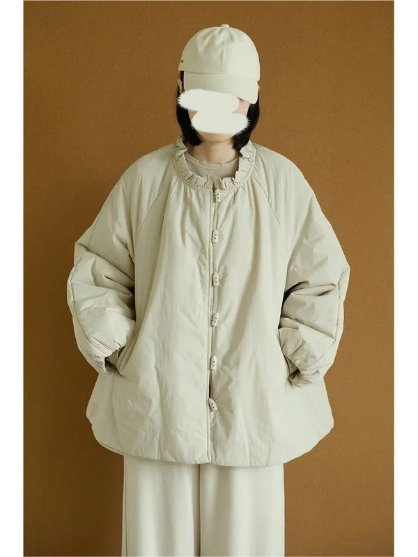 

Outlets Slimming Not Puffy Winter New Thiened Warm Loose plus Size Cotton Jaet Straight Tube Sle Long Sve round Ne