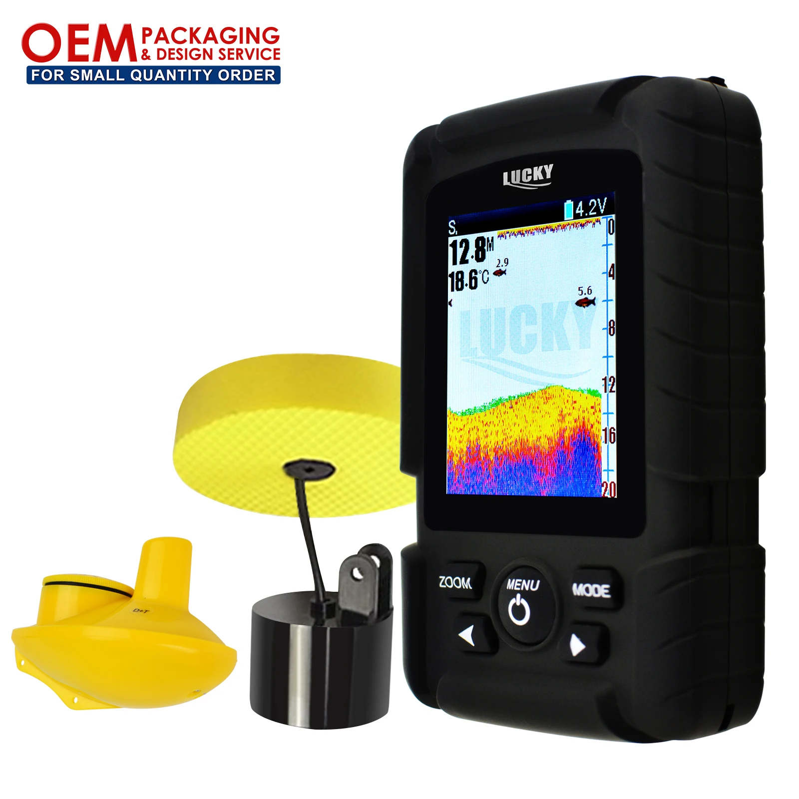 LUCKY 2-in-1 Fishfinder 328ft/100m Wireless Coverage Waterproof Design 6M Wired 100M Depth Capability (OEM Packaging Available)