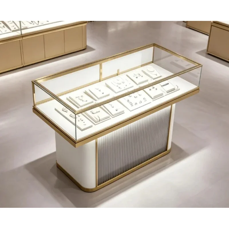 custom.Fancy Jewellery Kiosk Mall Jewelry showcase Display with Led