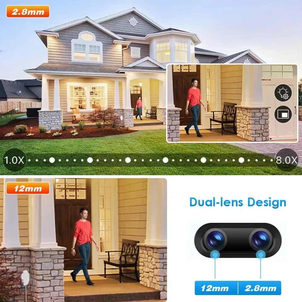 8X Hybrid Zoom PTZ IP Camera 4K 8MP/4MP WiFi Dual Lens Humanoid Detection Two Way Audio Security Video Surveillance Camera