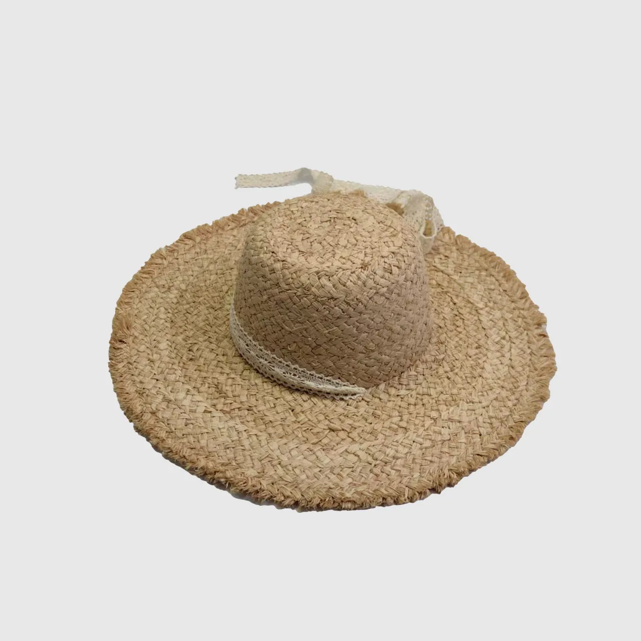 

Large-brimmed straw hat for women for summer beach vacation, sun protection hat for seaside outings, lace ribbon, photo-taking,