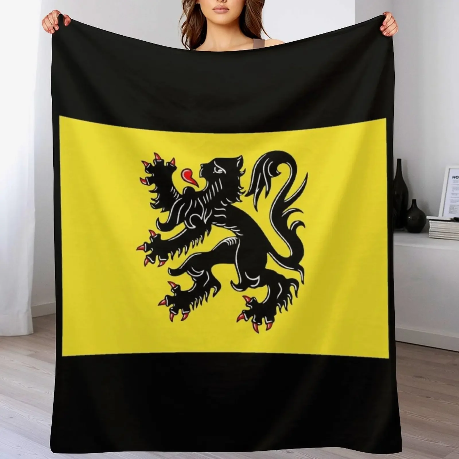 Flag of Flanders - Flemish Lion Flag Throw Blanket Cozy Sofa Blanket for TV Watching Napping